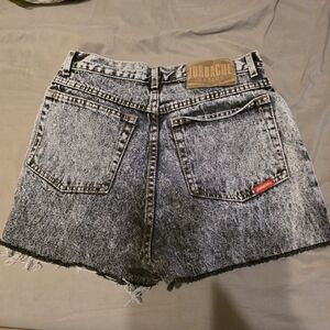 Jordache Acid-Wash High Waist Denim Shorts - Black/Gray